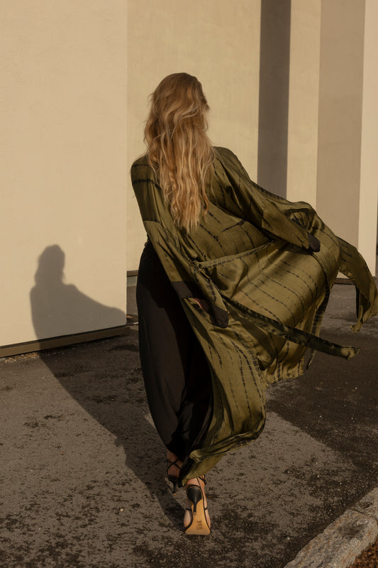 The Goa Robe Olive Satin