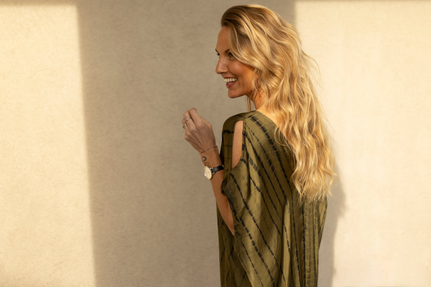 The Assagao Kaftan Olive Satin