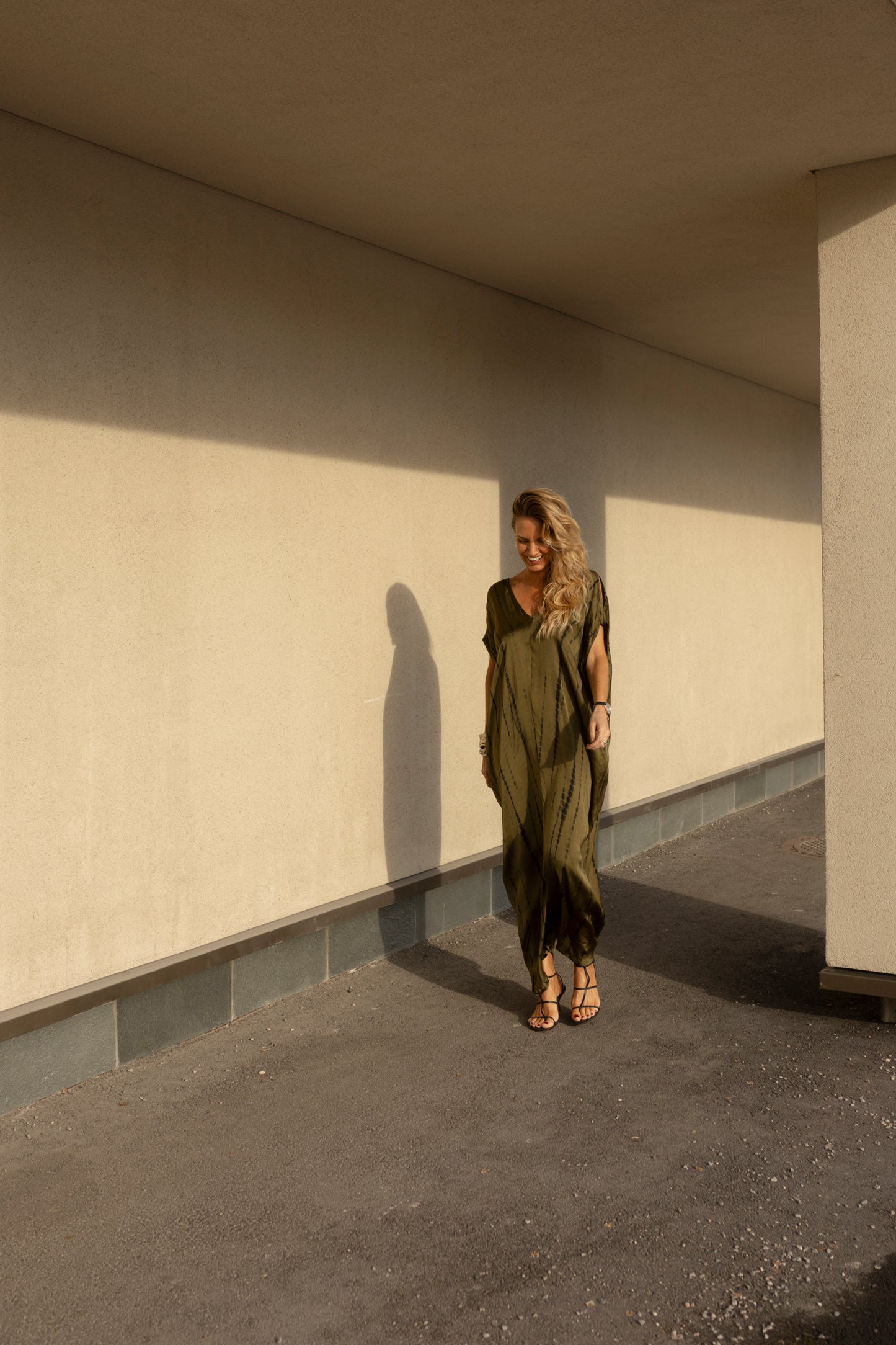 The Assagao Kaftan Olive Satin