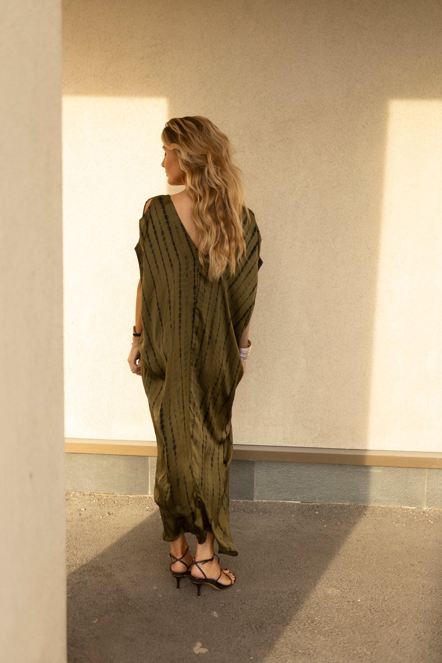 The Assagao Kaftan Olive Satin