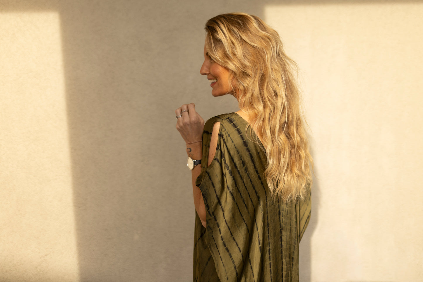 The Assagao Kaftan Olive Satin