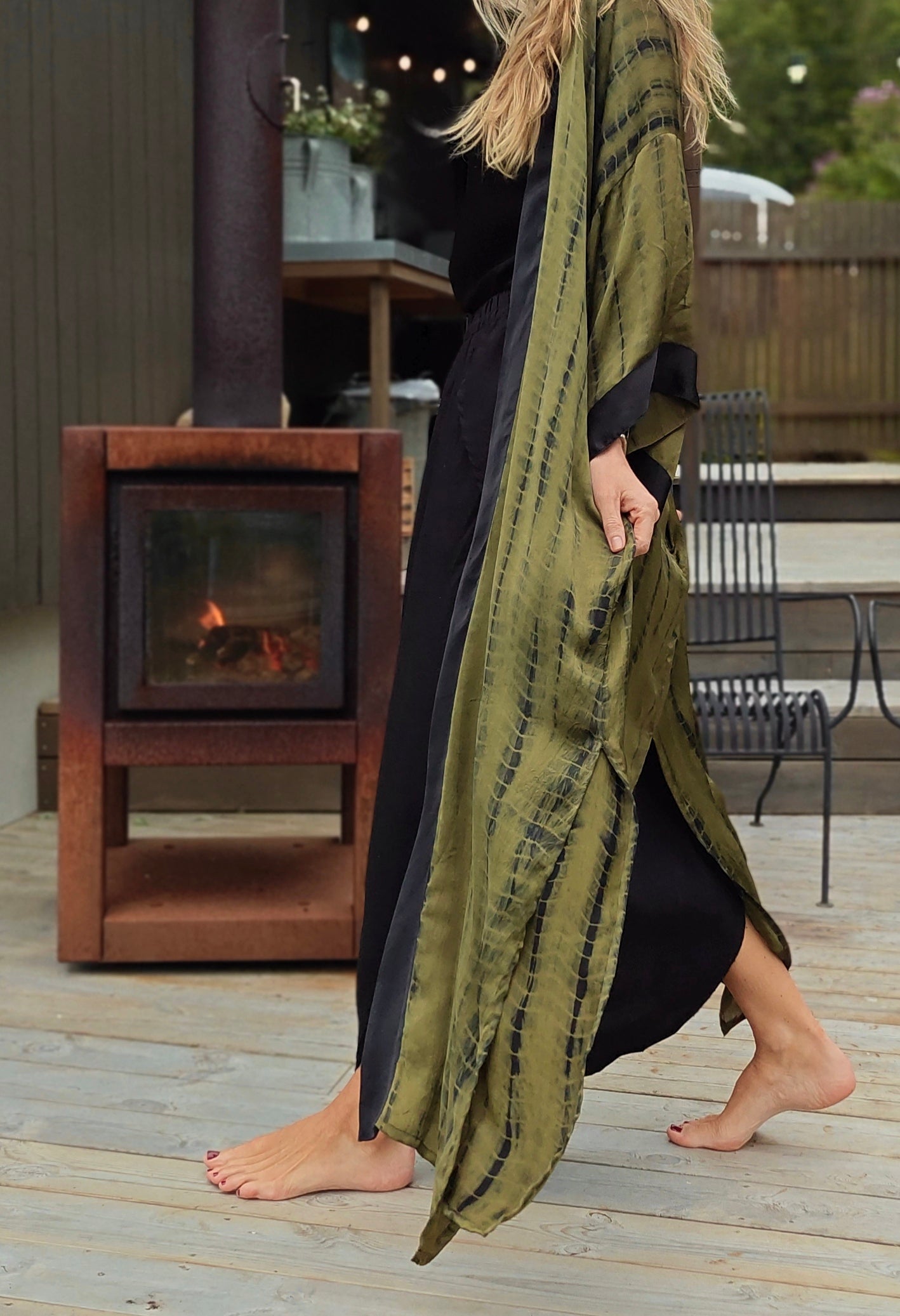 The Goa Robe Olive Satin