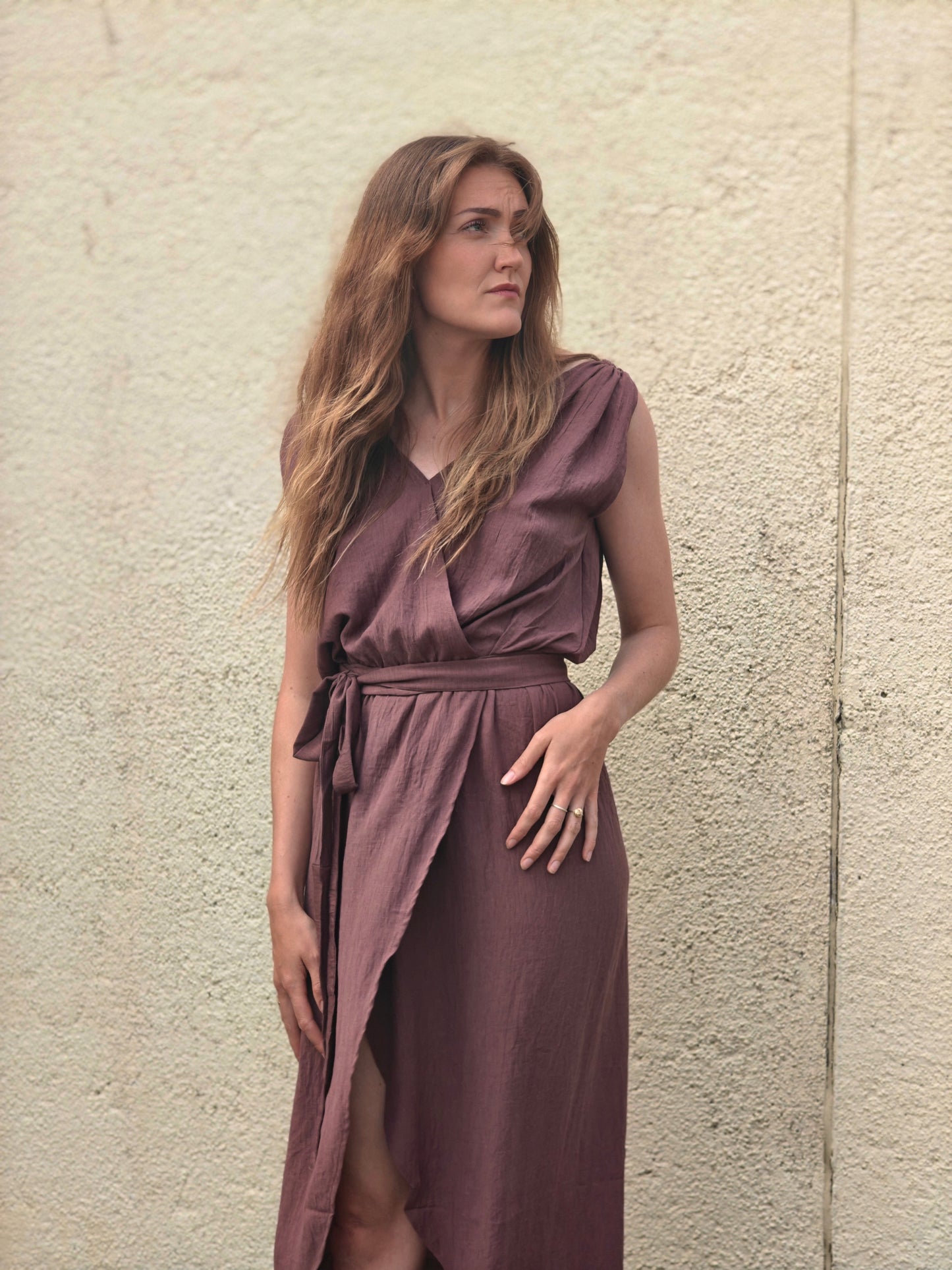 The Maranola Dress Aubergine Viscose