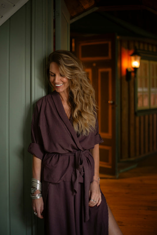 The Madrid Wrap Top Aubergine