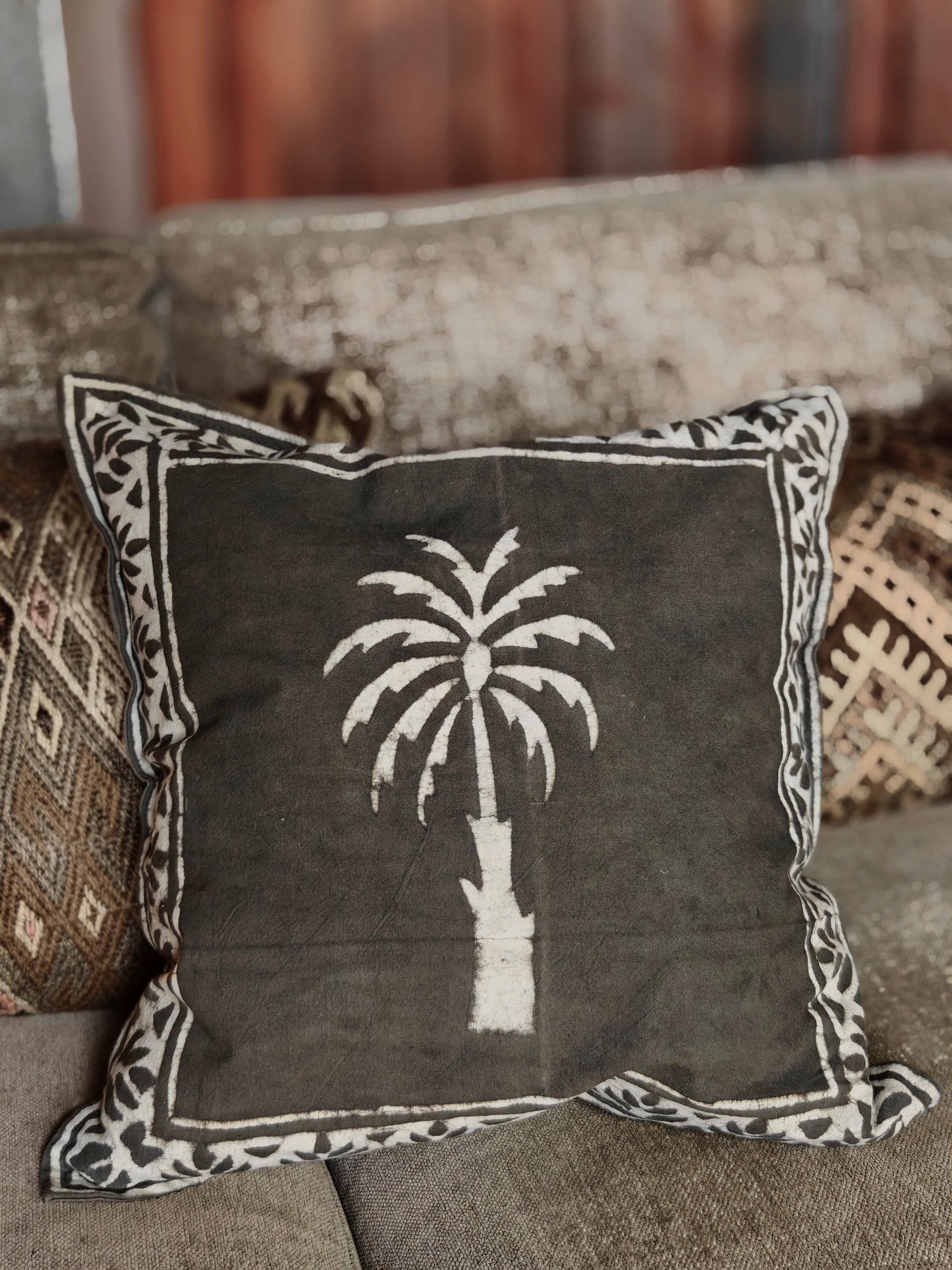Cushion Cover Blockprint Palm